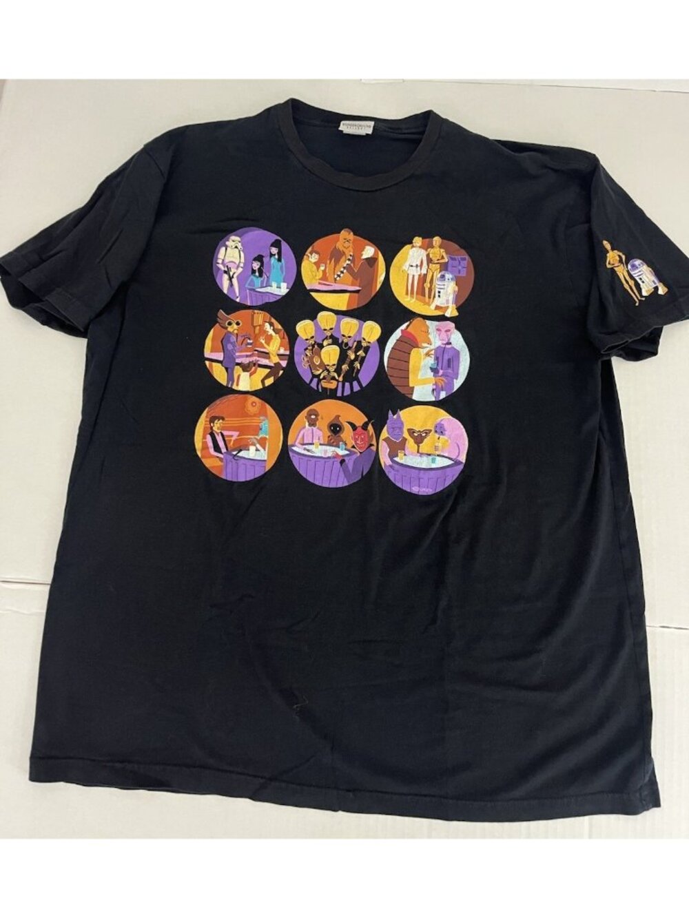 WonderGround Gallery Star Wars Characters Cantina Scene Black T Shirt  Shag XL